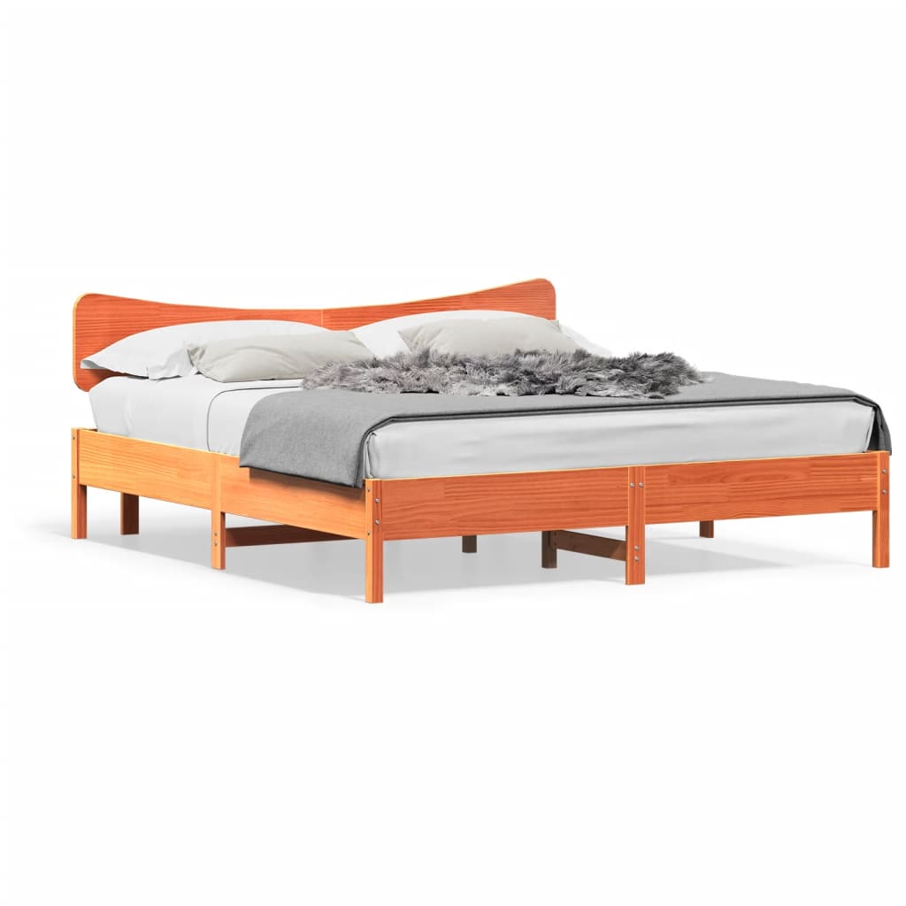 Bedframe zonder matras massief grenenhout wasbruin 200x200 cm is nu te koop bij PeponiXL, paradijselijk wonen!