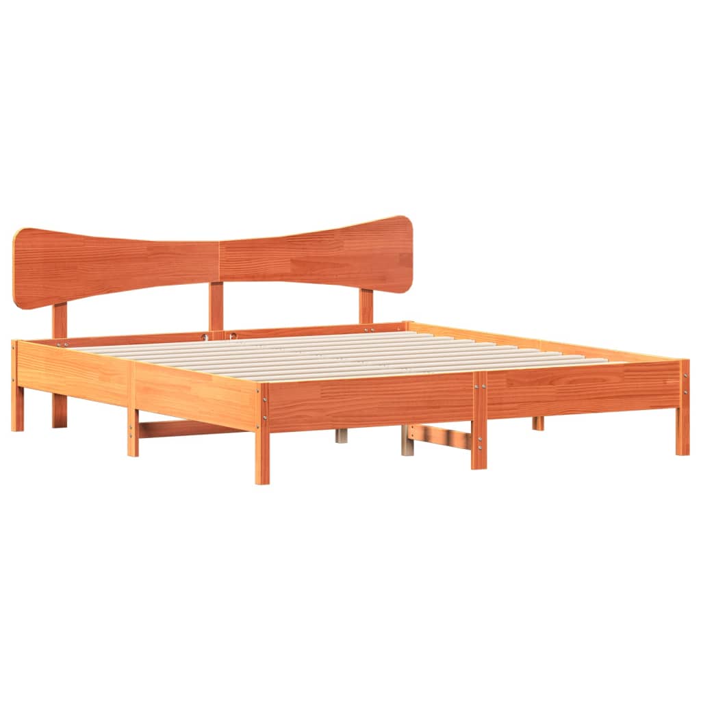Bedframe zonder matras massief grenenhout wasbruin 200x200 cm is nu te koop bij PeponiXL, paradijselijk wonen!
