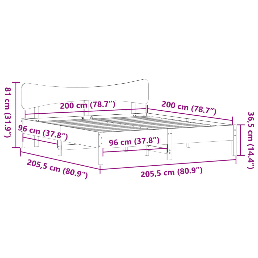 Bedframe zonder matras massief grenenhout wasbruin 200x200 cm is nu te koop bij PeponiXL, paradijselijk wonen!