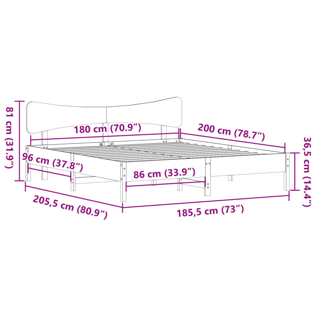 Bedframe zonder matras massief grenenhout wit 180x200 cm is nu te koop bij PeponiXL, paradijselijk wonen!