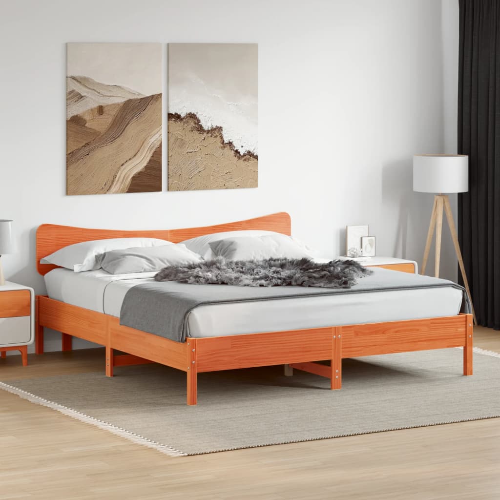 Bedframe zonder matras massief grenenhout wasbruin 180x200 cm is nu te koop bij PeponiXL, paradijselijk wonen!