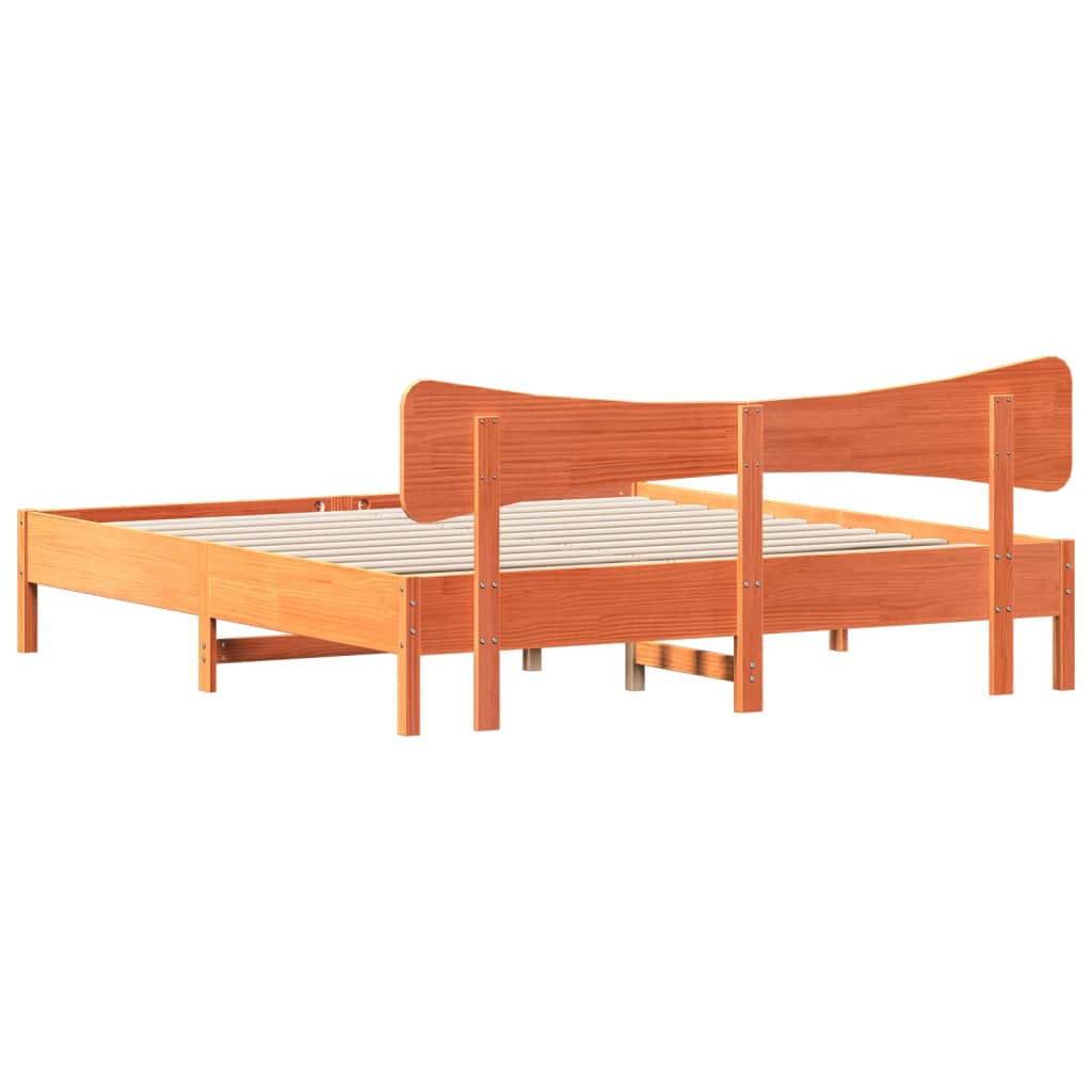 Bedframe zonder matras massief grenenhout wasbruin 160x200 cm is nu te koop bij PeponiXL, paradijselijk wonen!