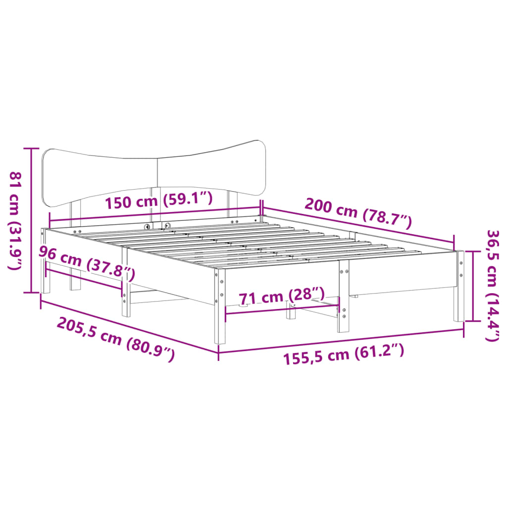 Bedframe zonder matras massief grenenhout wit 150x200 cm is nu te koop bij PeponiXL, paradijselijk wonen!
