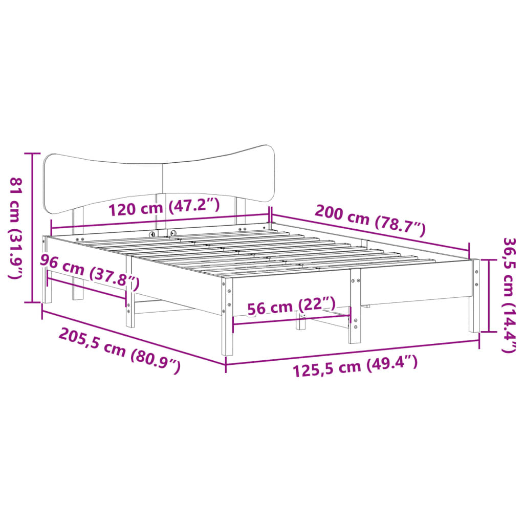 Bedframe zonder matras massief grenenhout wasbruin 120x200 cm is nu te koop bij PeponiXL, paradijselijk wonen!