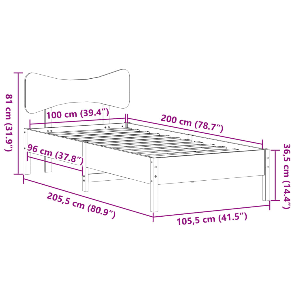 Bedframe zonder matras massief grenenhout wasbruin 100x200 cm is nu te koop bij PeponiXL, paradijselijk wonen!