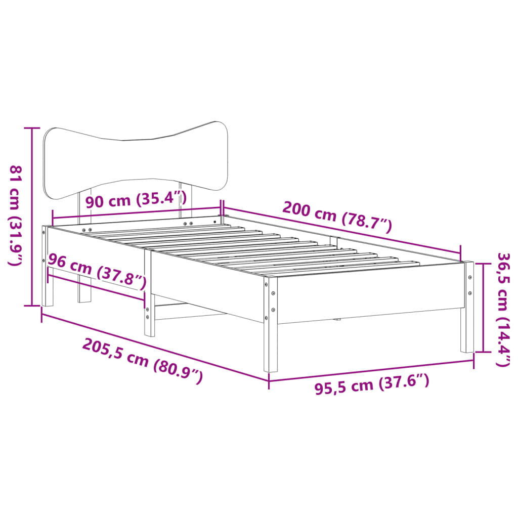 Bedframe zonder matras massief grenenhout wit 90x200 cm is nu te koop bij PeponiXL, paradijselijk wonen!