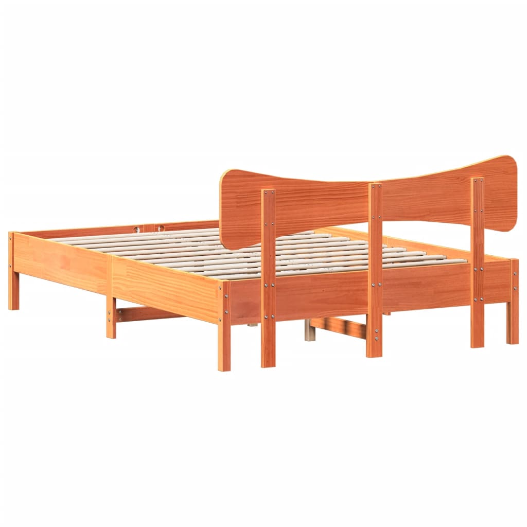 Bed met matras massief grenenhout wasbruin 140x190 cm is nu te koop bij PeponiXL, paradijselijk wonen!