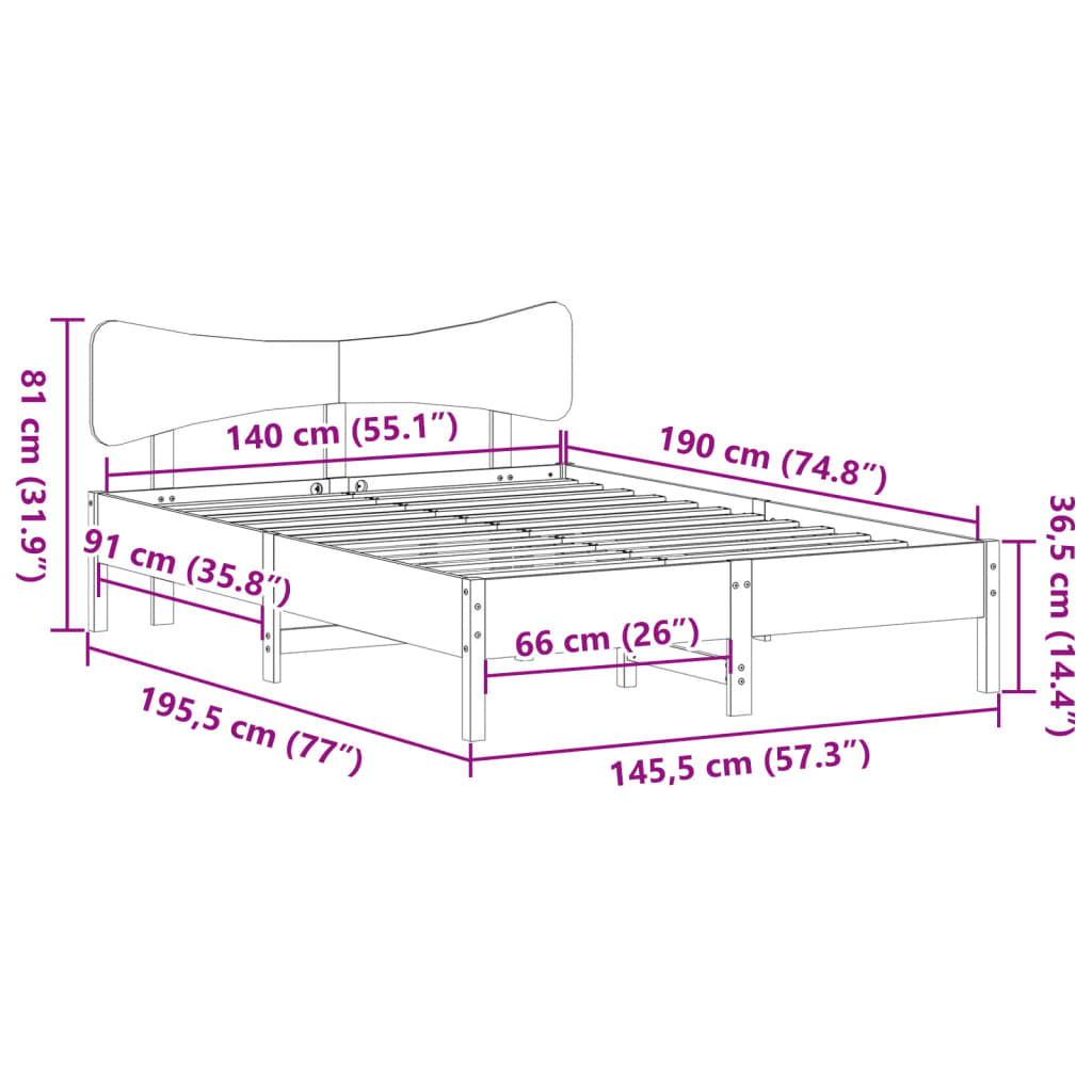 Bed met matras massief grenenhout wasbruin 140x190 cm is nu te koop bij PeponiXL, paradijselijk wonen!