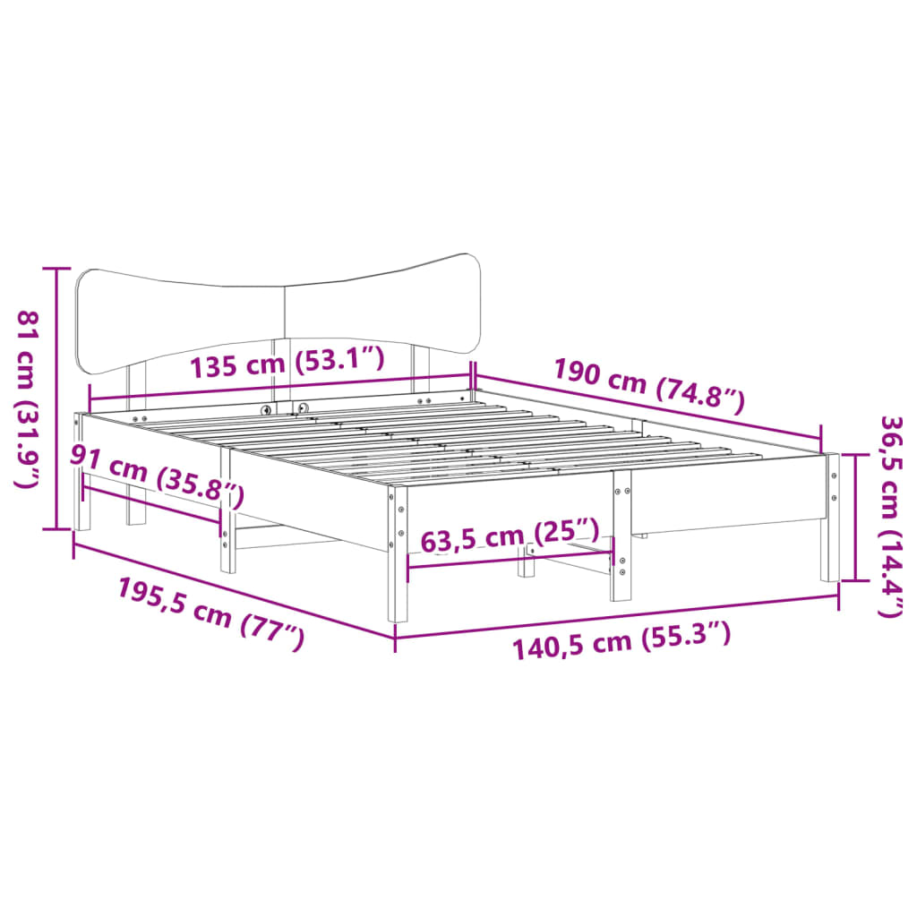 Bedframe zonder matras massief grenenhout wit 135x190 cm is nu te koop bij PeponiXL, paradijselijk wonen!