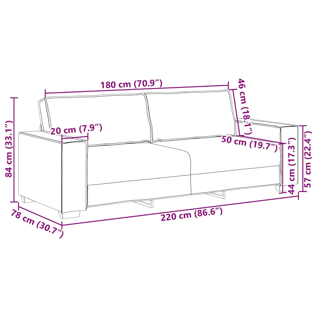 3-zitsbank Taupe 180 cm Stof is nu te koop bij PeponiXL, paradijselijk wonen!