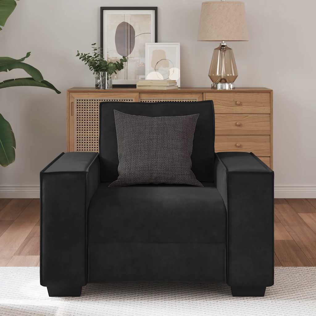 Fauteuil 100x78x84 cm fluweel zwart is nu te koop bij PeponiXL, paradijselijk wonen!