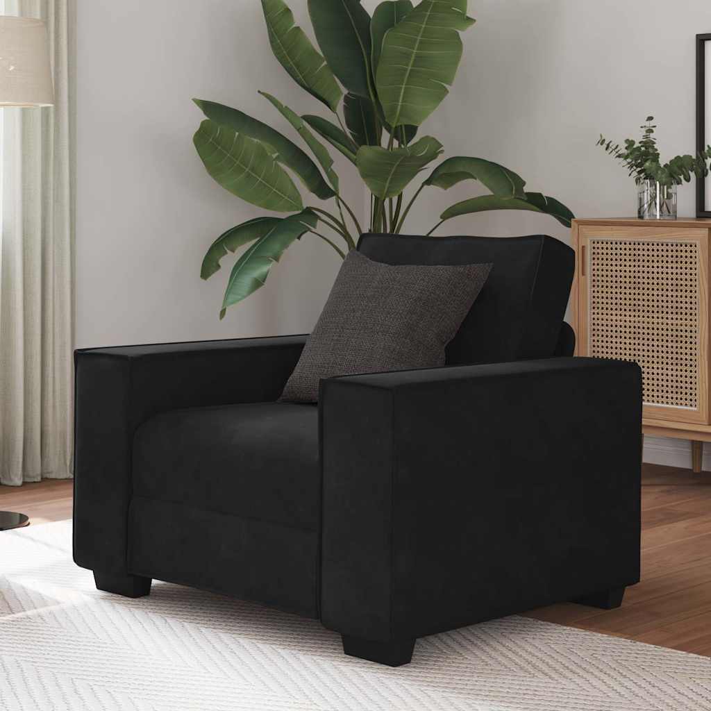 Fauteuil 100x78x84 cm fluweel zwart is nu te koop bij PeponiXL, paradijselijk wonen!