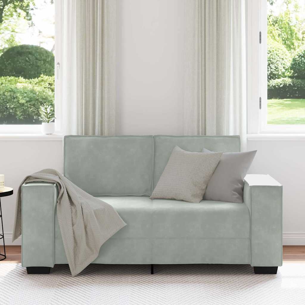 Tweezitsbank 160x78x84 cm fluweel lichtgrijs is nu te koop bij PeponiXL, paradijselijk wonen!