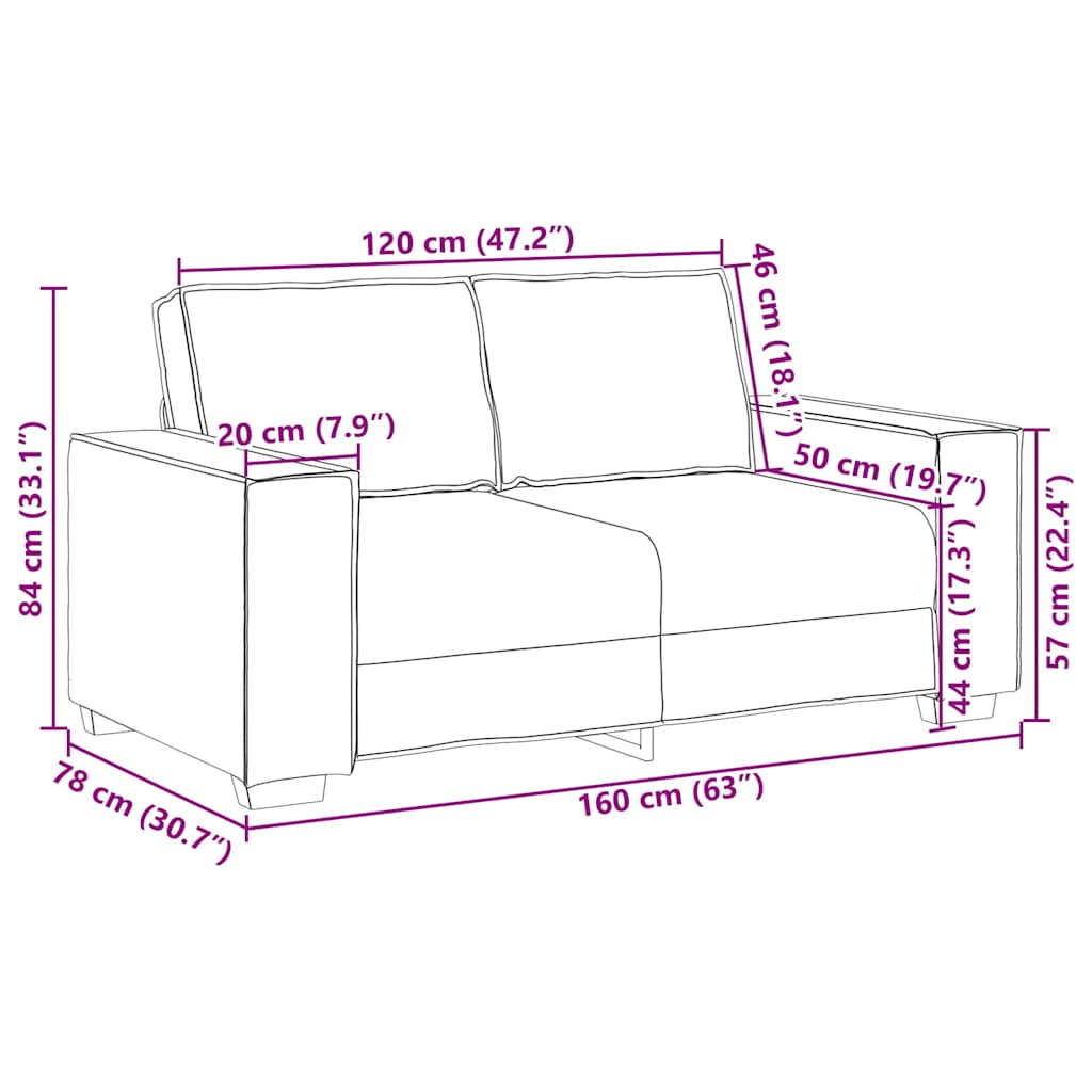 Tweezitsbank 160x78x84 cm fluweel roze is nu te koop bij PeponiXL, paradijselijk wonen!