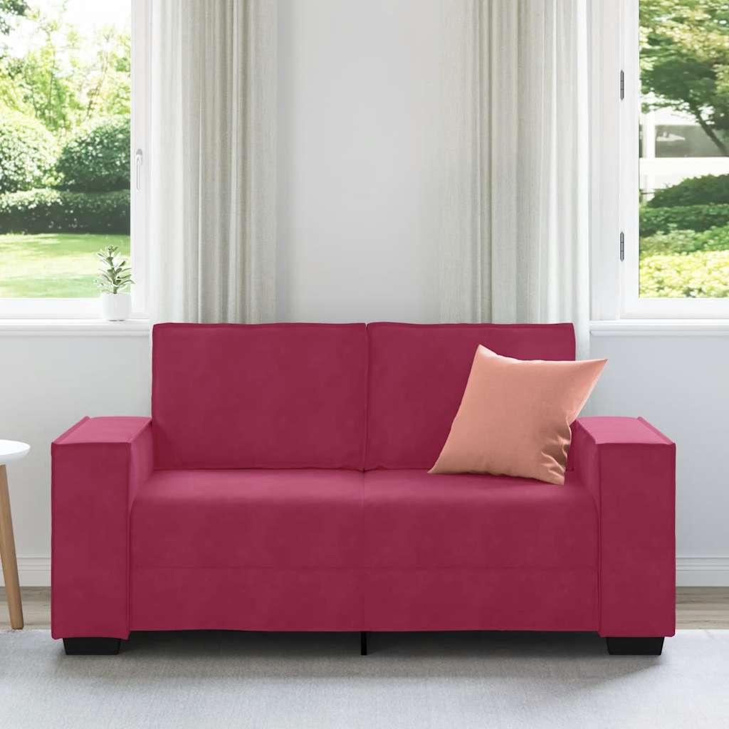 Tweezitsbank 160x78x84 cm fluweel wijnrood is nu te koop bij PeponiXL, paradijselijk wonen!
