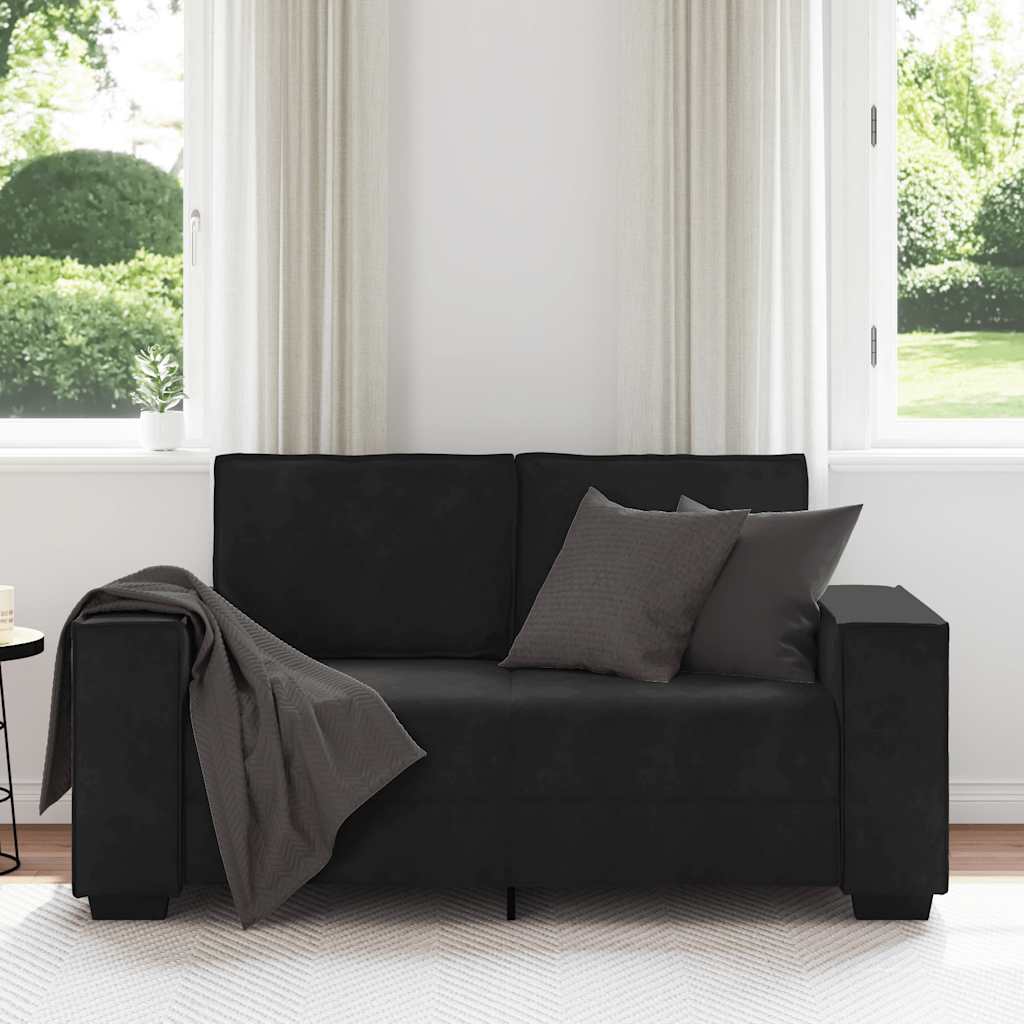 Tweezitsbank 160x78x84 cm fluweel zwart is nu te koop bij PeponiXL, paradijselijk wonen!