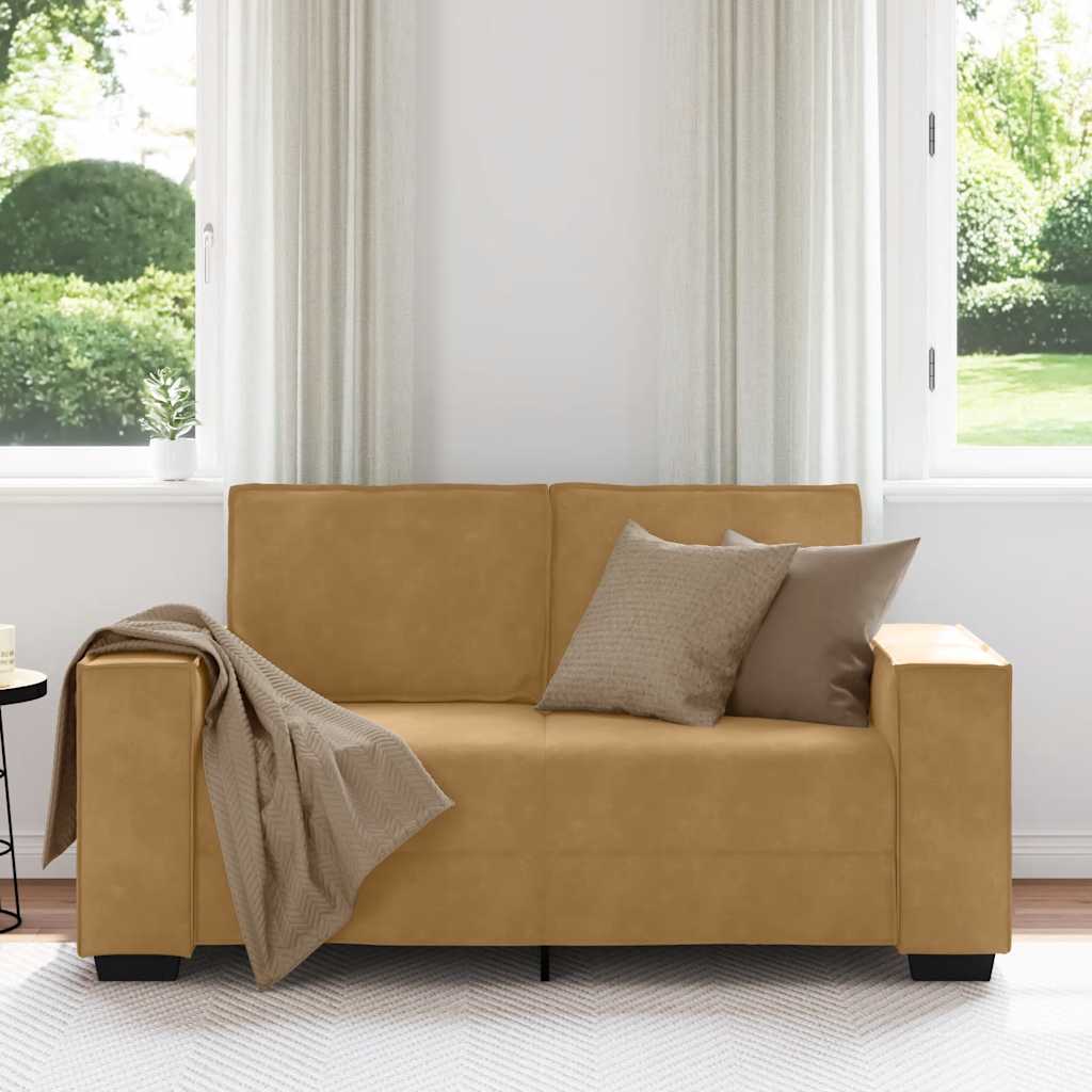 Tweezitsbank 160x78x84 cm fluweel bruin is nu te koop bij PeponiXL, paradijselijk wonen!