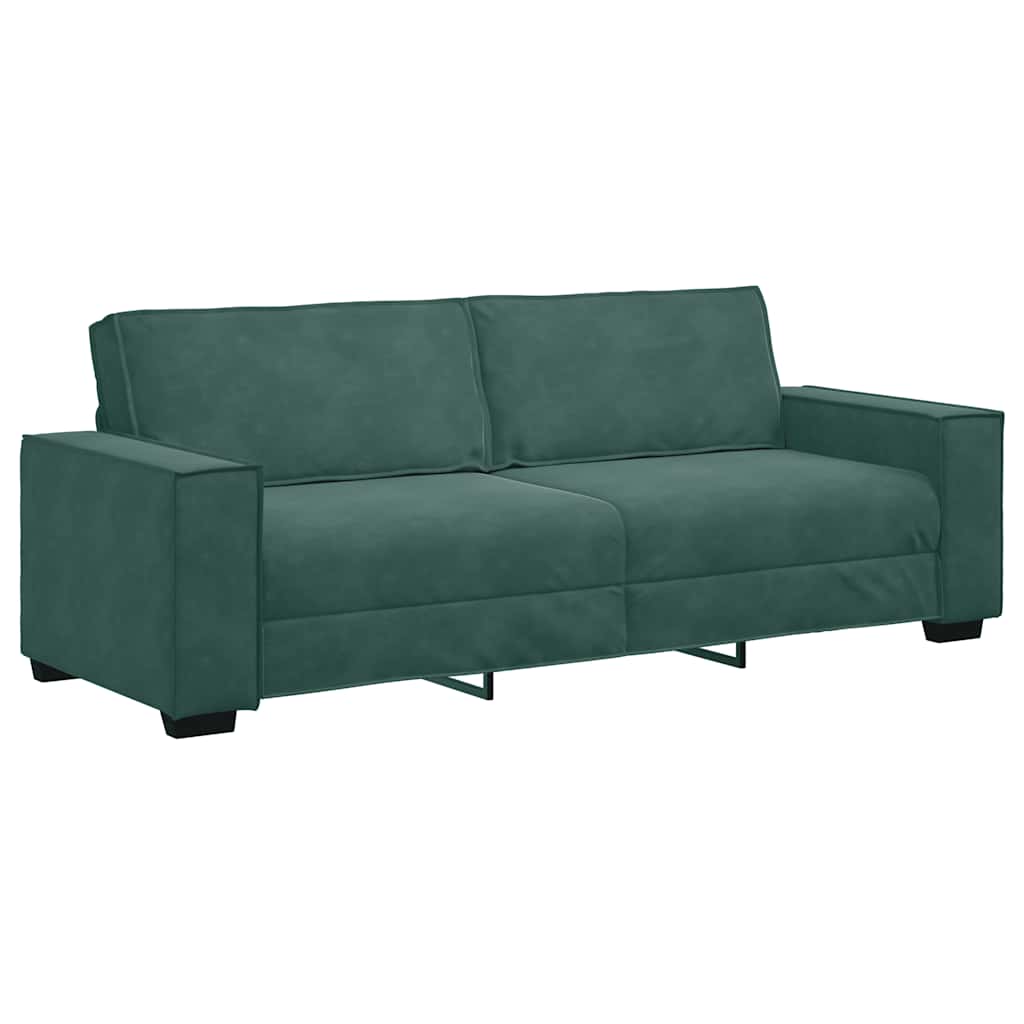 Driezitsbank 220x78x84 cm fluweel donkergroen is nu te koop bij PeponiXL, paradijselijk wonen!