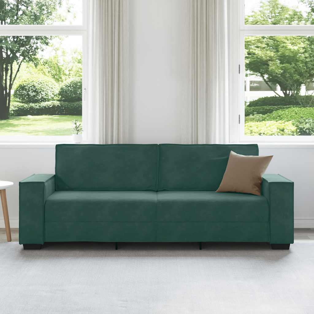 Driezitsbank 220x78x84 cm fluweel donkergroen is nu te koop bij PeponiXL, paradijselijk wonen!