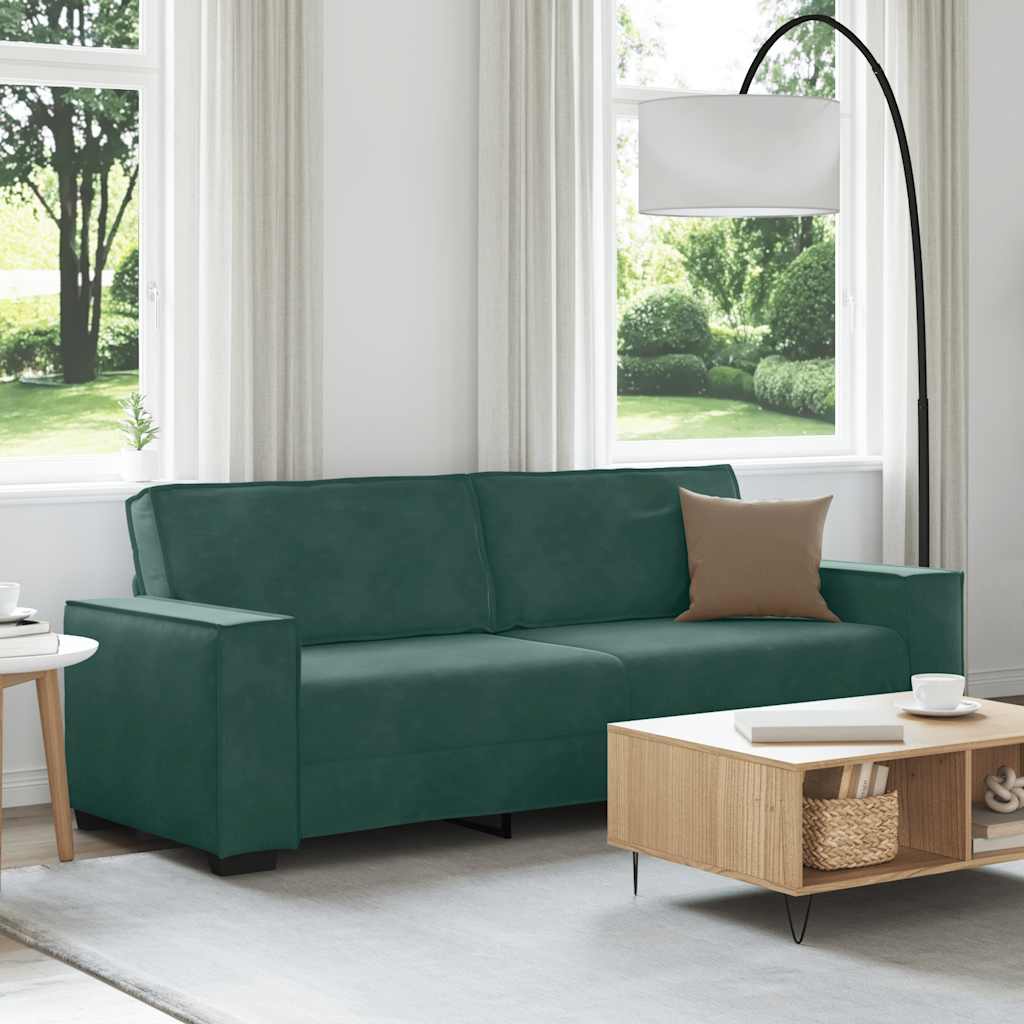Driezitsbank 220x78x84 cm fluweel donkergroen is nu te koop bij PeponiXL, paradijselijk wonen!