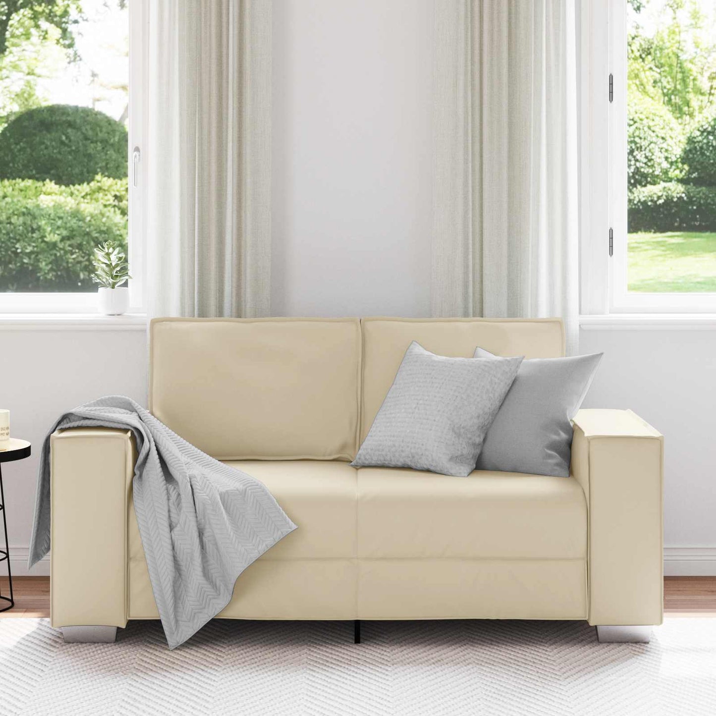 Loveseat Crème 160 cm Nep Leer is nu te koop bij PeponiXL, paradijselijk wonen!