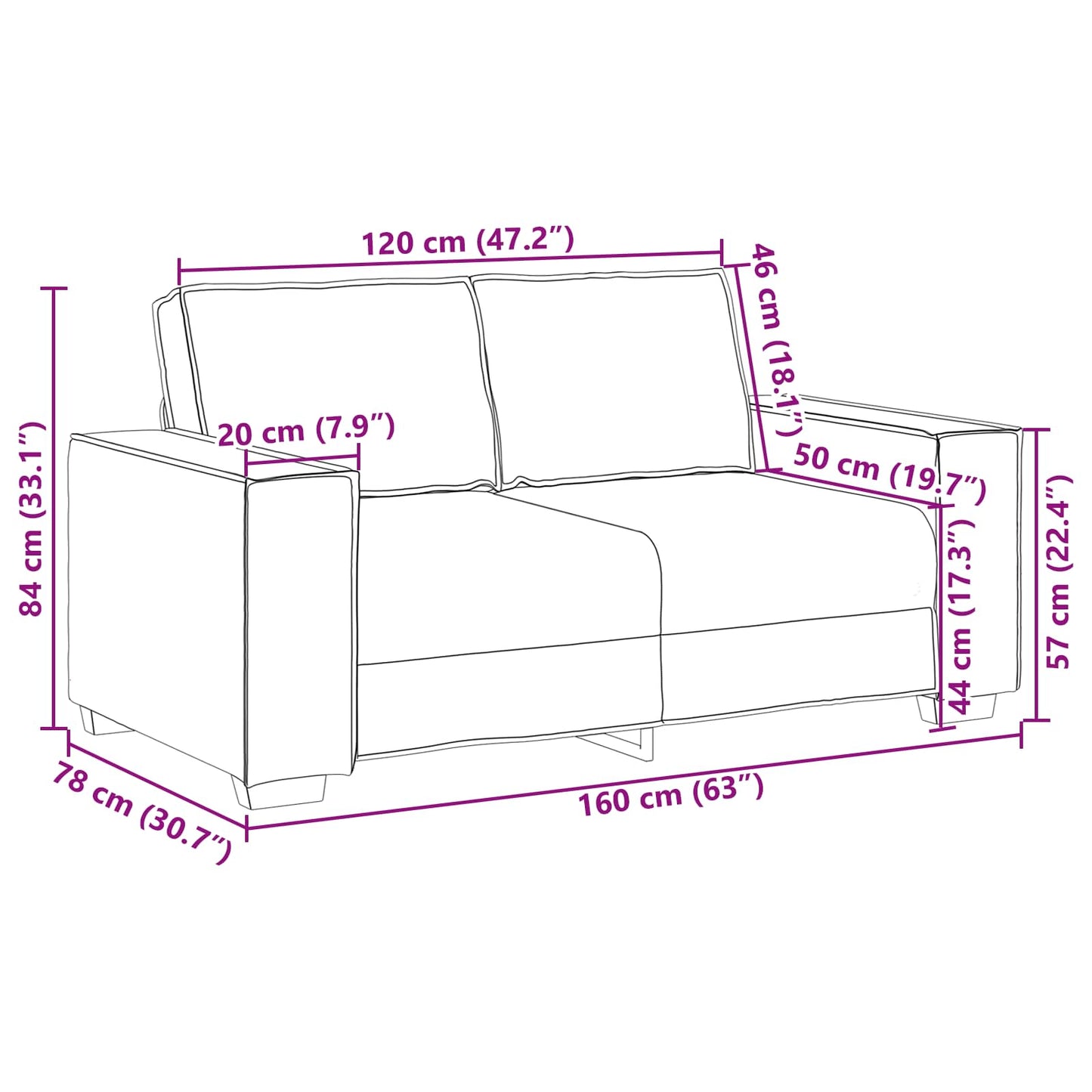 Loveseat Crème 160 cm Nep Leer is nu te koop bij PeponiXL, paradijselijk wonen!