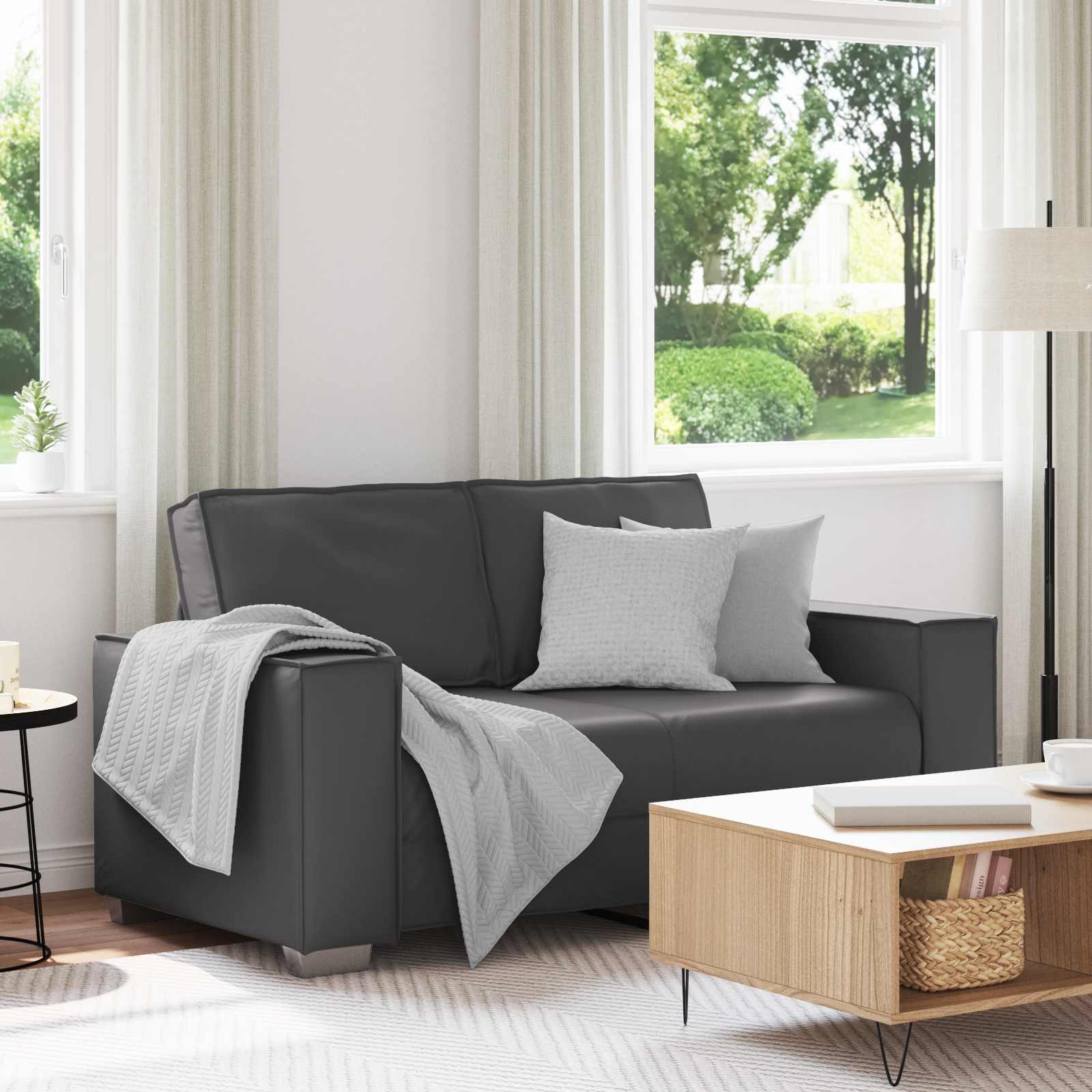 Loveseat Grijs 160 cm Nep Leer is nu te koop bij PeponiXL, paradijselijk wonen!