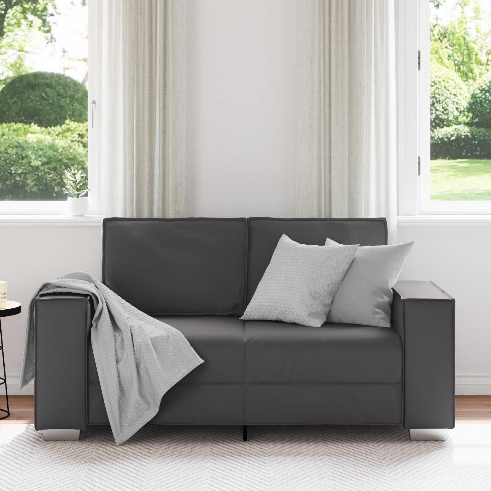 Loveseat Grijs 160 cm Nep Leer is nu te koop bij PeponiXL, paradijselijk wonen!