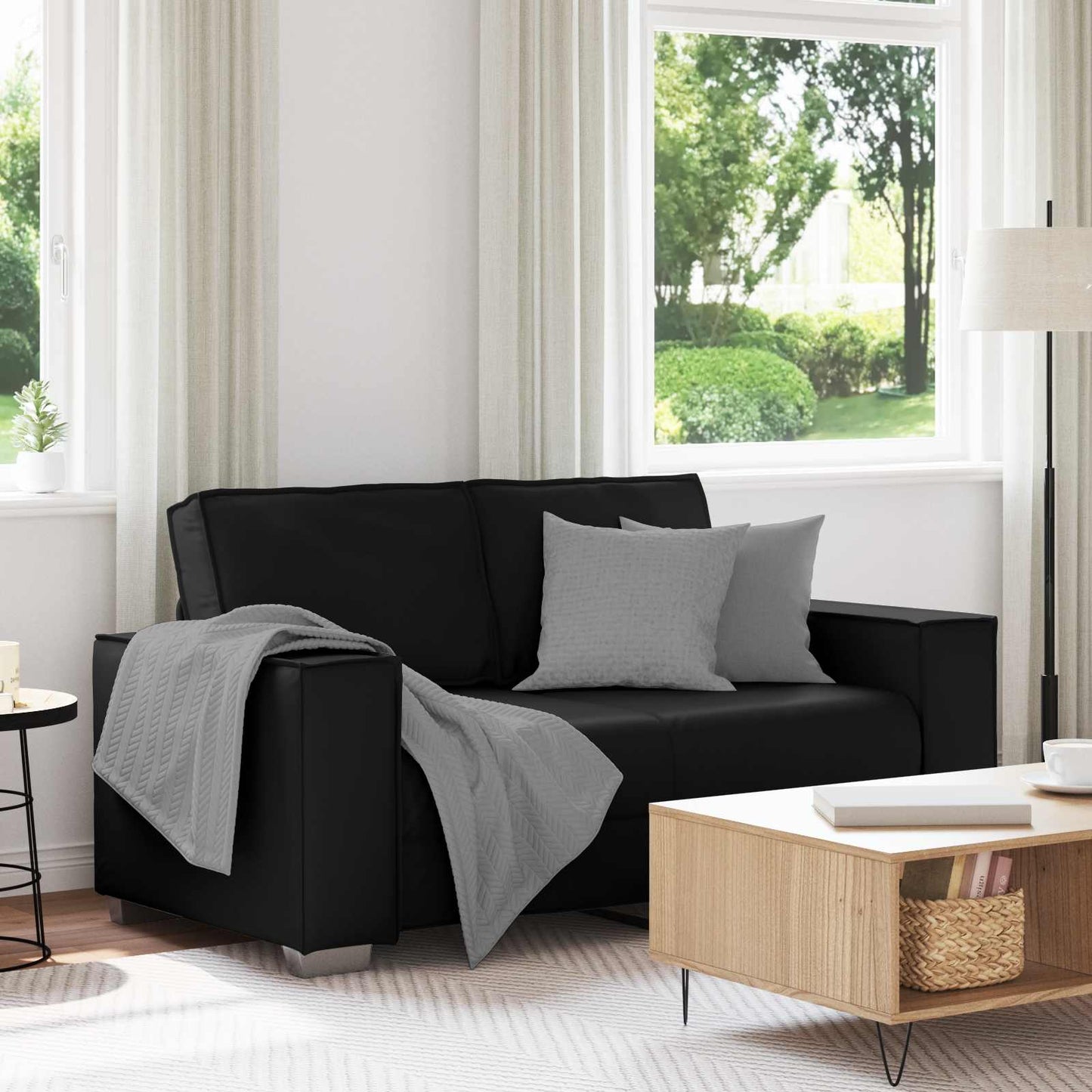 Loveseat Zwart 160 cm Nep Leer is nu te koop bij PeponiXL, paradijselijk wonen!