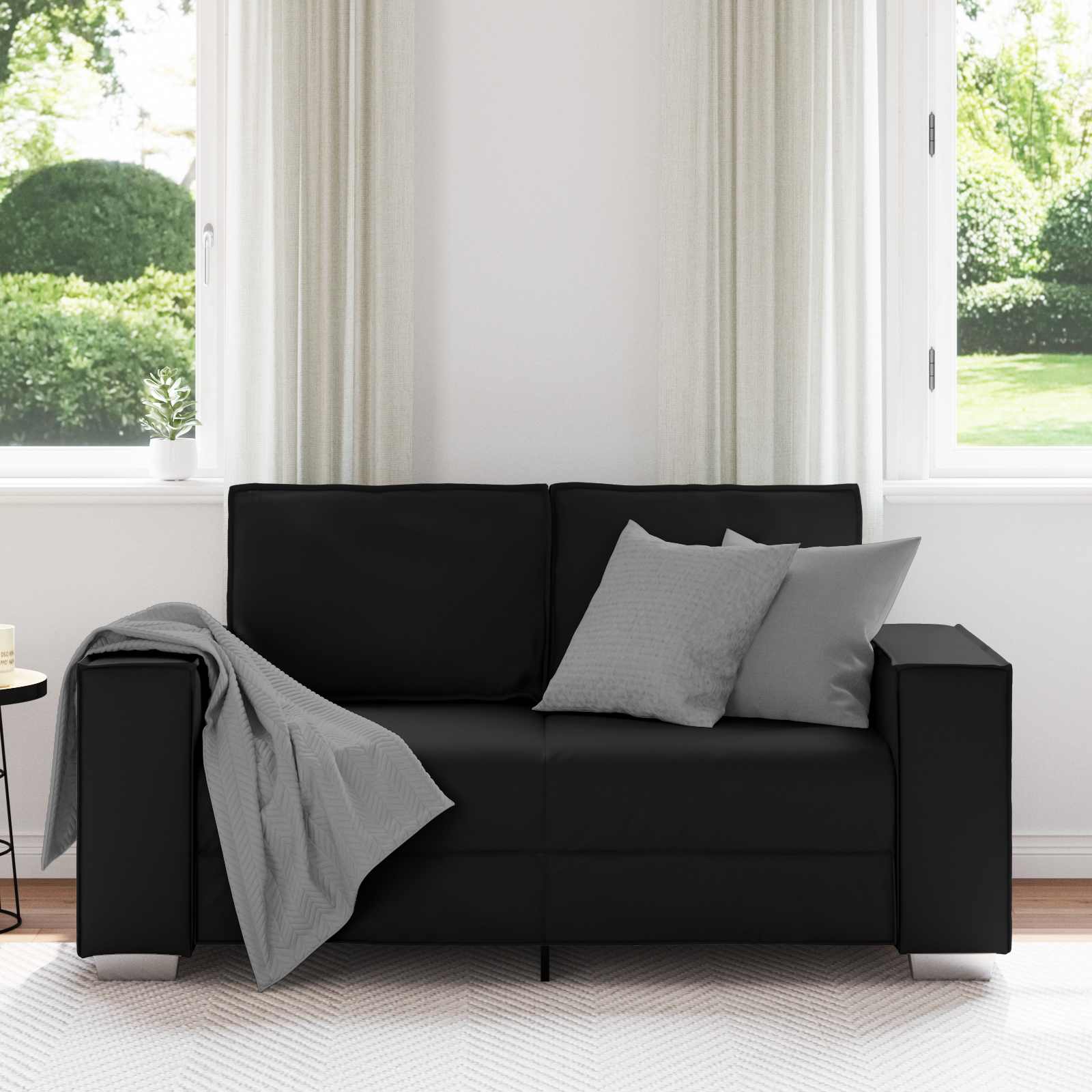 Loveseat Zwart 160 cm Nep Leer is nu te koop bij PeponiXL, paradijselijk wonen!