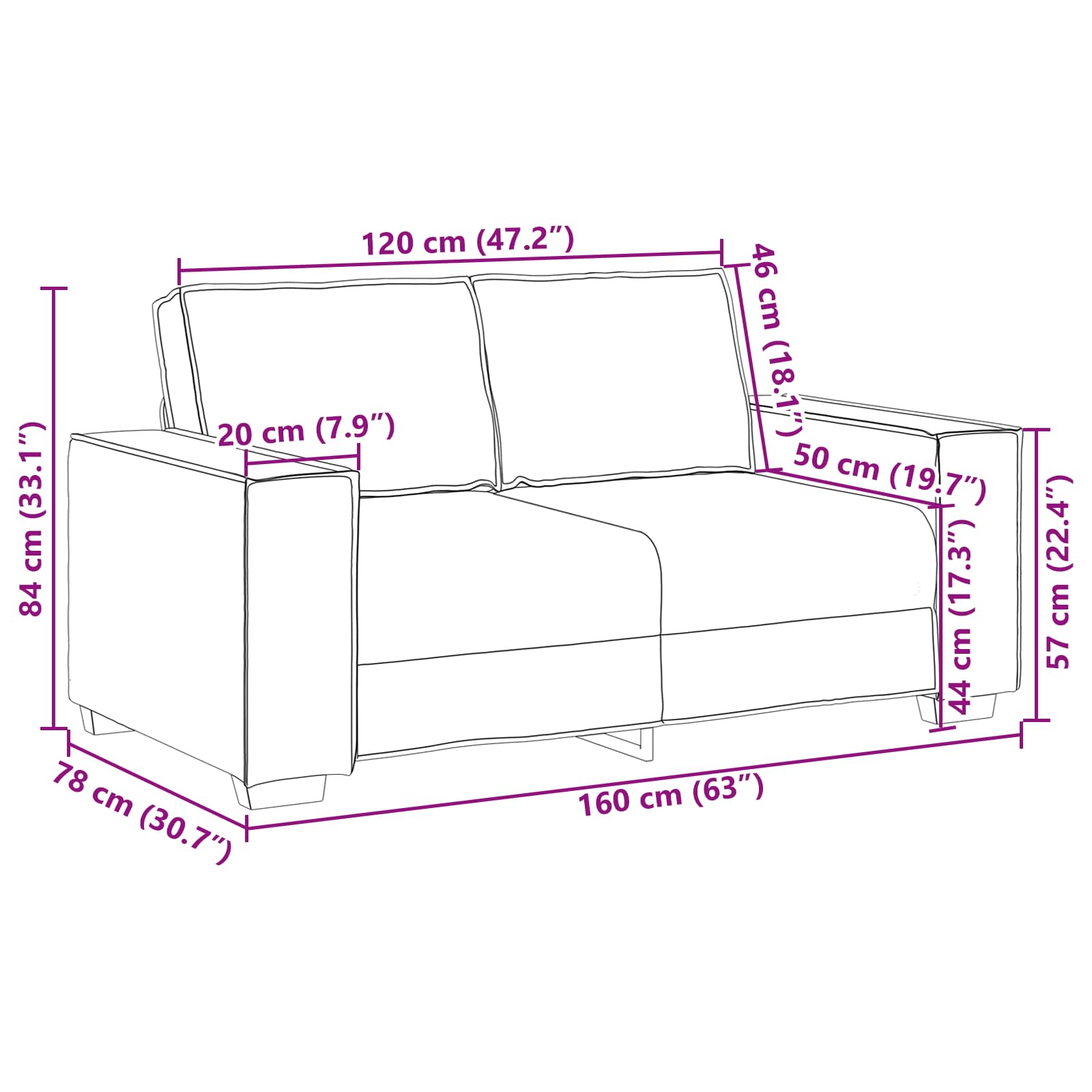 Loveseat Zwart 160 cm Nep Leer is nu te koop bij PeponiXL, paradijselijk wonen!