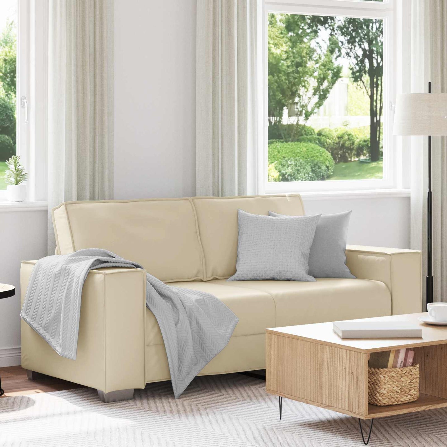 Loveseat Crème 180 cm Nep Leer is nu te koop bij PeponiXL, paradijselijk wonen!