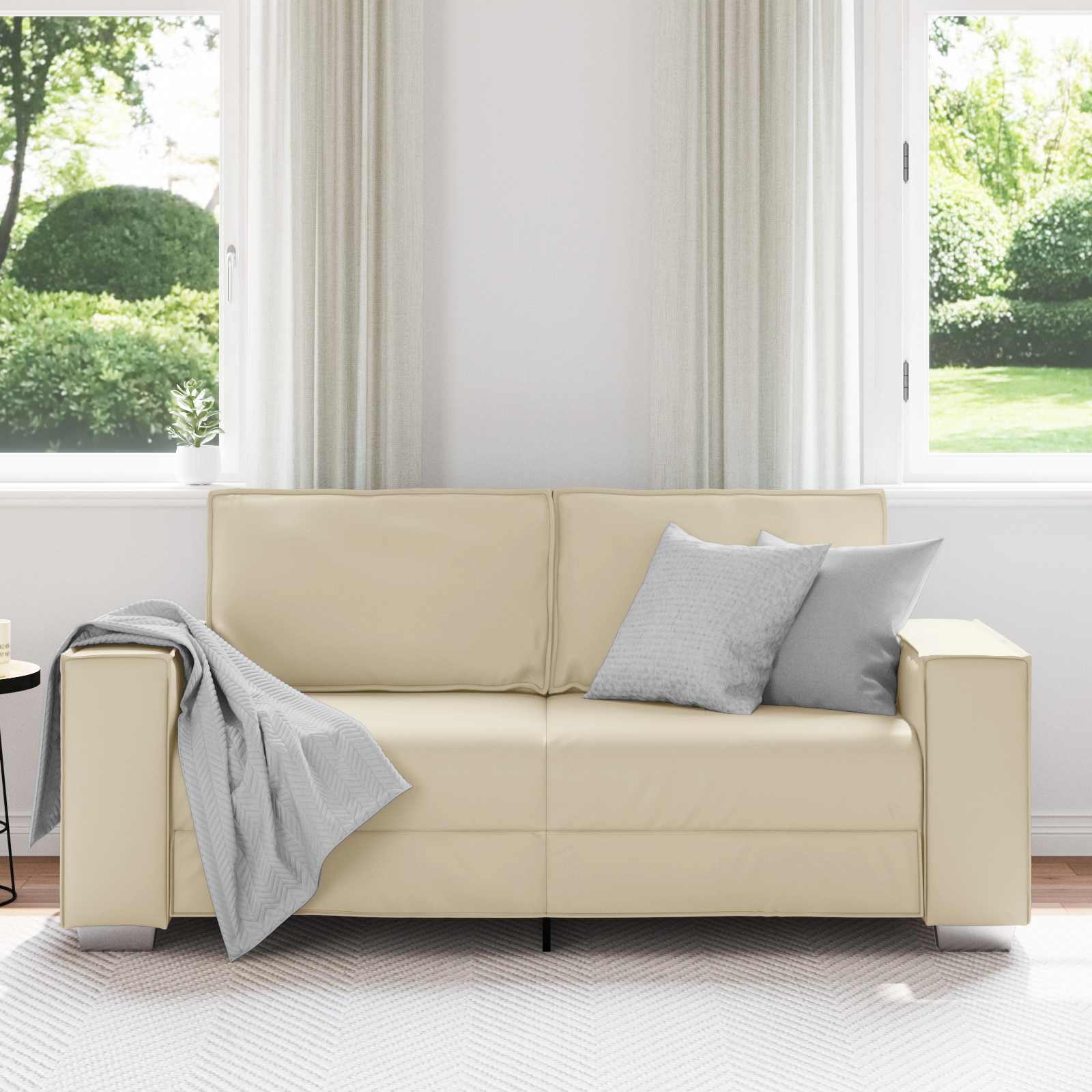 Loveseat Crème 180 cm Nep Leer is nu te koop bij PeponiXL, paradijselijk wonen!