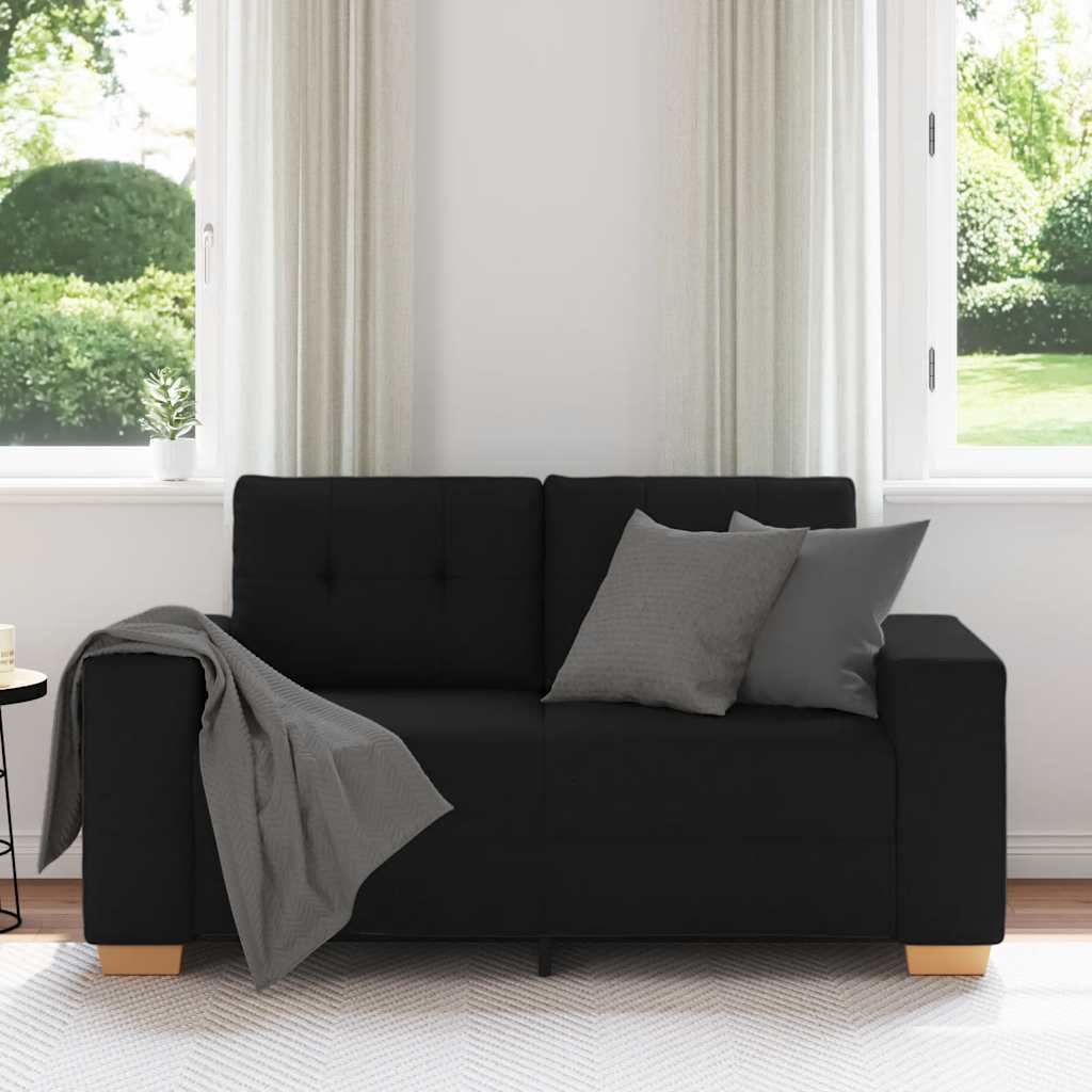 Loveseat bank 160x77x82 cm stof zwart is nu te koop bij PeponiXL, paradijselijk wonen!