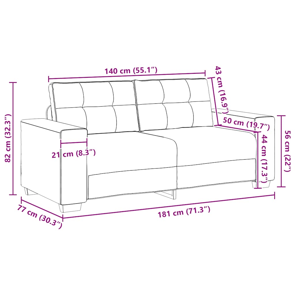 Loveseat Bank Bruin 180x77x82 cm Stof is nu te koop bij PeponiXL, paradijselijk wonen!