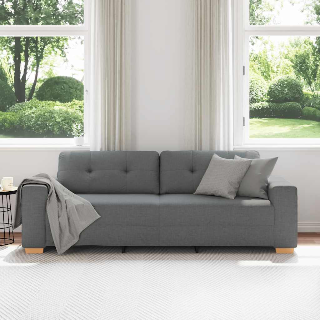 3-zitsbank donkergrijs 220x78x80 cm stof is nu te koop bij PeponiXL, paradijselijk wonen!