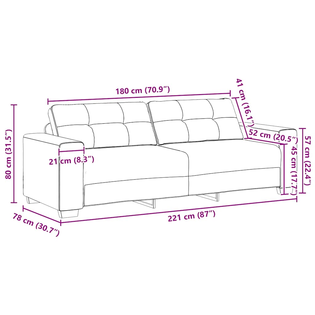 3-zitsbank donkergrijs 220x78x80 cm stof is nu te koop bij PeponiXL, paradijselijk wonen!