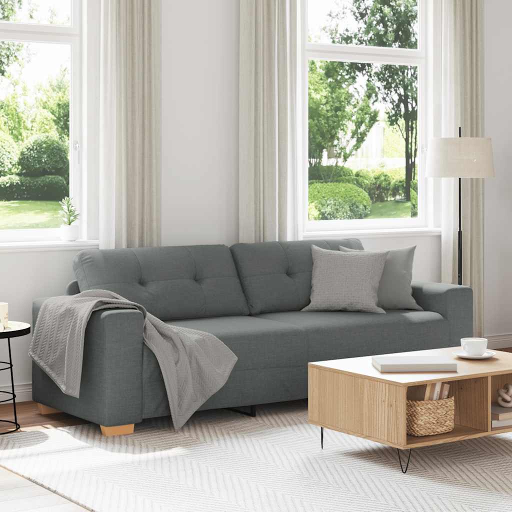 3-zitsbank donkergrijs 220x78x80 cm stof is nu te koop bij PeponiXL, paradijselijk wonen!