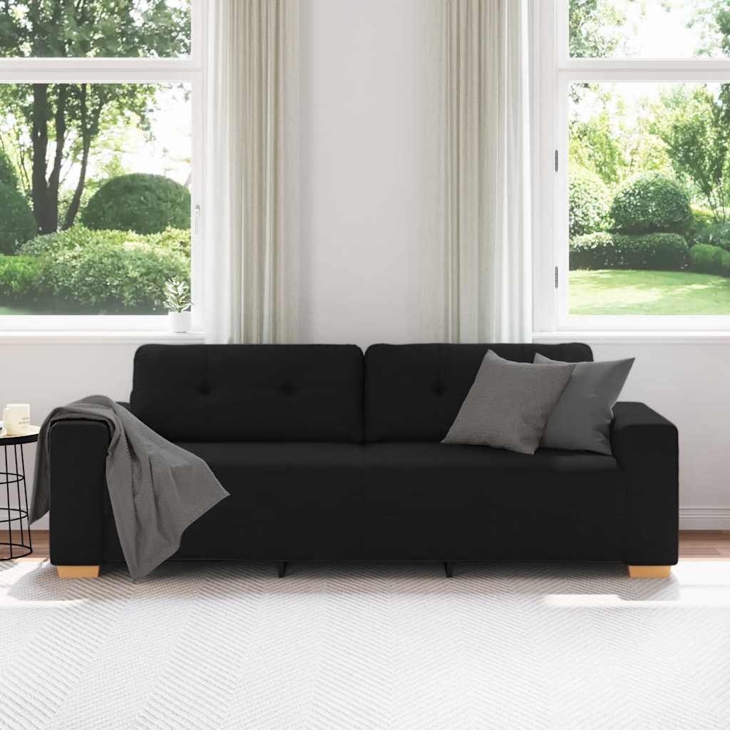 3-zitsbank zwart 220x78x80 cm stof is nu te koop bij PeponiXL, paradijselijk wonen!