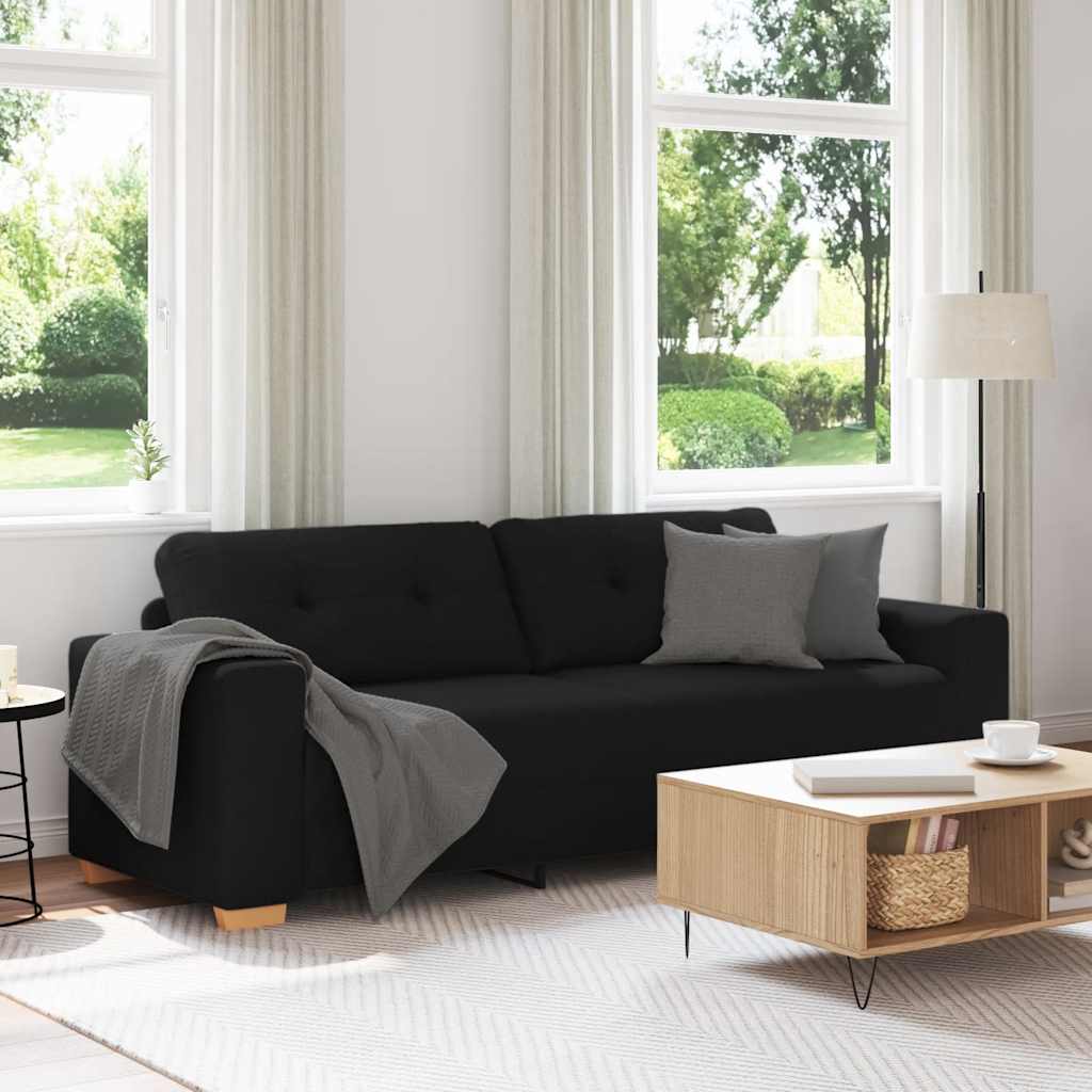 3-zitsbank zwart 220x78x80 cm stof is nu te koop bij PeponiXL, paradijselijk wonen!