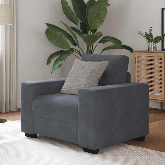 Fauteuil 100x78x80 cm fluweel donkergrijs is nu te koop bij PeponiXL, paradijselijk wonen!