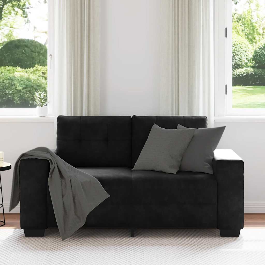 Loveseat bank 160x77x82 cm fluweel zwart is nu te koop bij PeponiXL, paradijselijk wonen!
