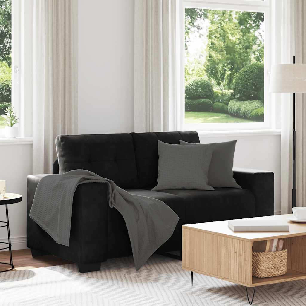 Loveseat bank 160x77x82 cm fluweel zwart is nu te koop bij PeponiXL, paradijselijk wonen!