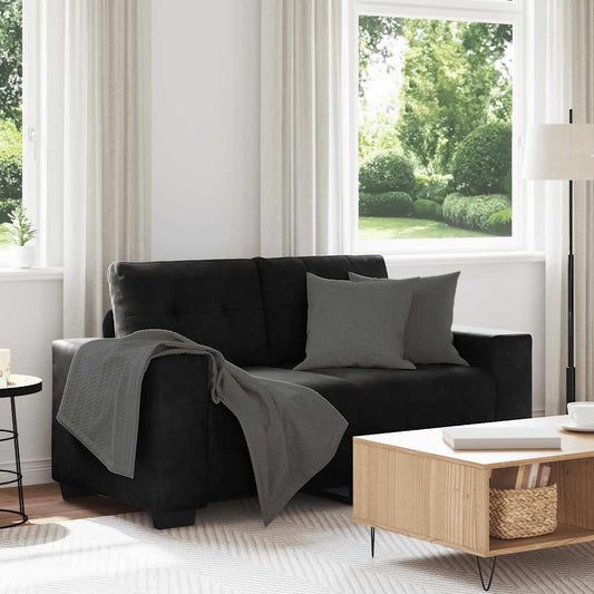 Loveseat bank 160x77x82 cm fluweel zwart is nu te koop bij PeponiXL, paradijselijk wonen!