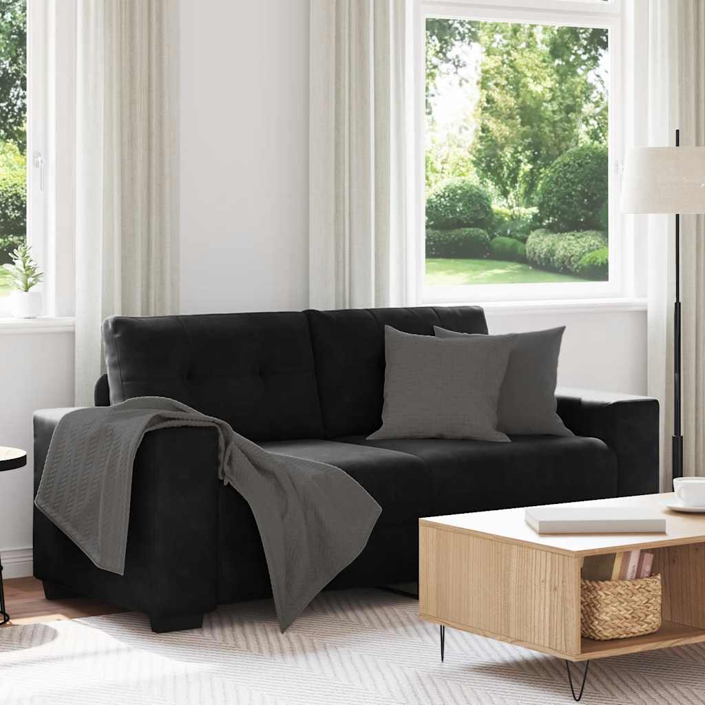 Loveseat bank 180x77x82 cm fluweel zwart is nu te koop bij PeponiXL, paradijselijk wonen!