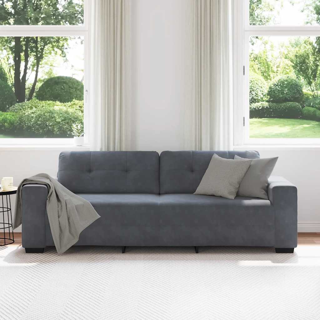 3-zitsbank donkergrijs 220x78x80 cm fluweel is nu te koop bij PeponiXL, paradijselijk wonen!