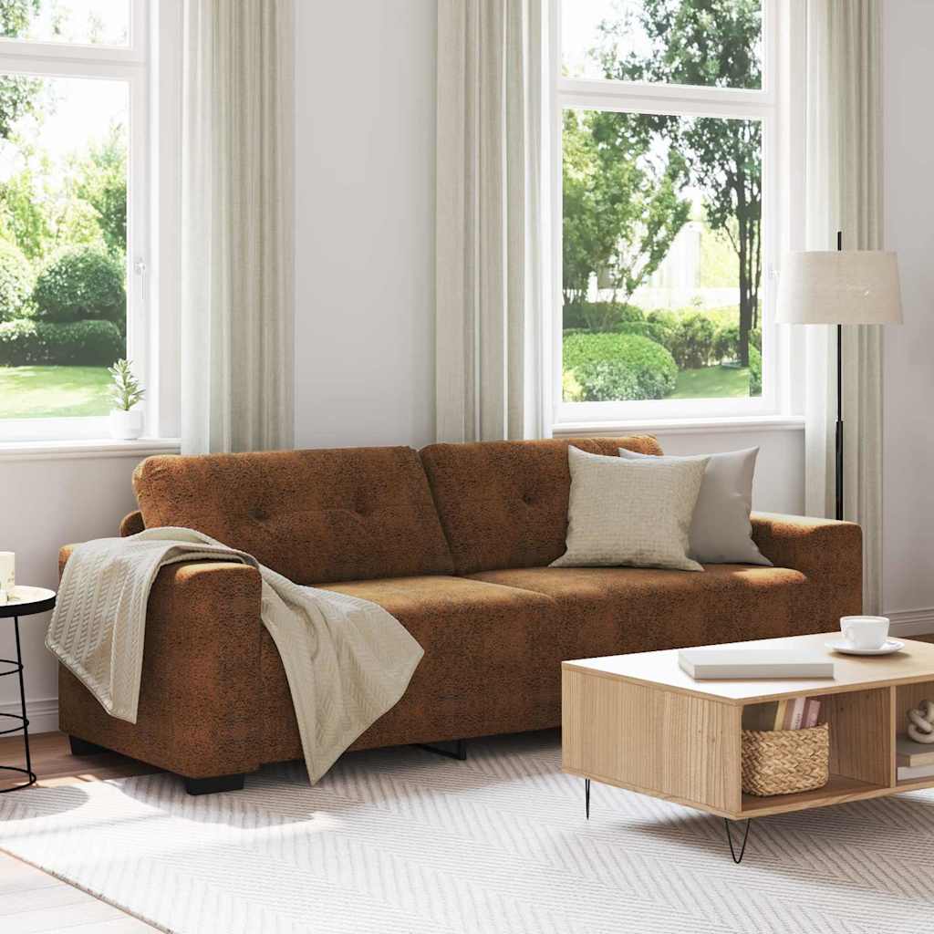 3-Zits Bank Bruin 220 cm Nep Leer