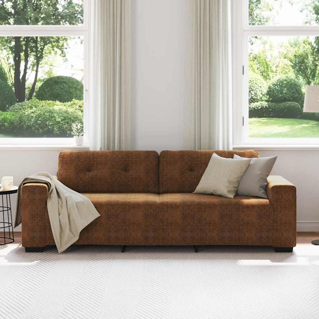 3-Zits Bank Bruin 220 cm Nep Leer