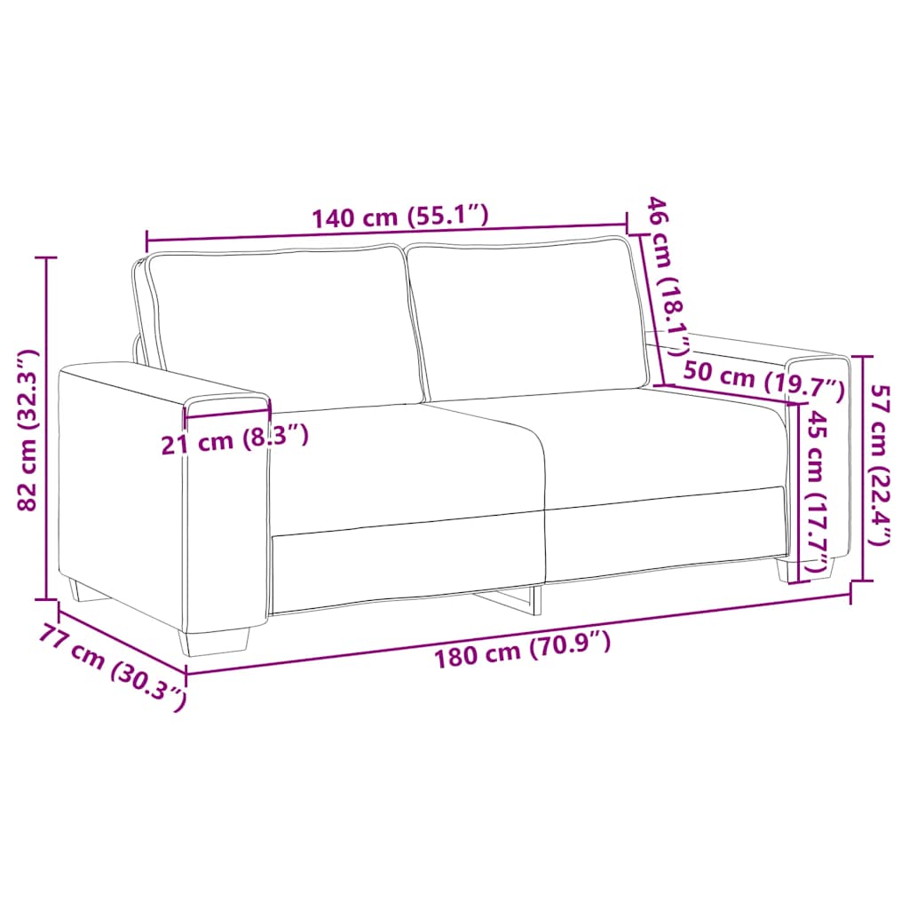 2-zitsbank crème 180x77x82 cm stof is nu te koop bij PeponiXL, paradijselijk wonen!