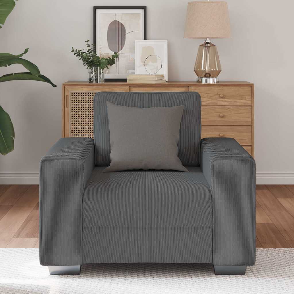 Fauteuil 100x77x82 cm corduroy stof donkergrijs is nu te koop bij PeponiXL, paradijselijk wonen!
